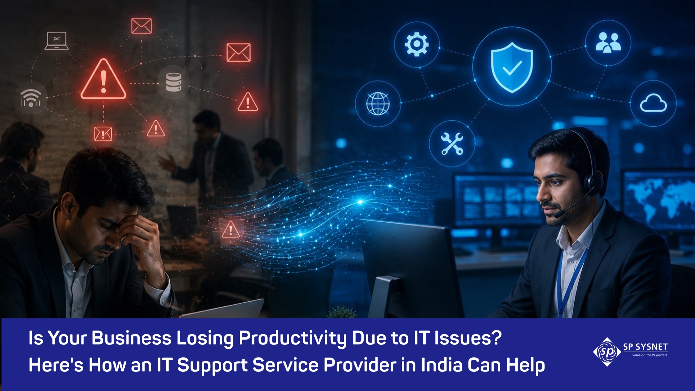 IT professionals providing managed IT support, network monitoring, and cybersecurity services for businesses in India.